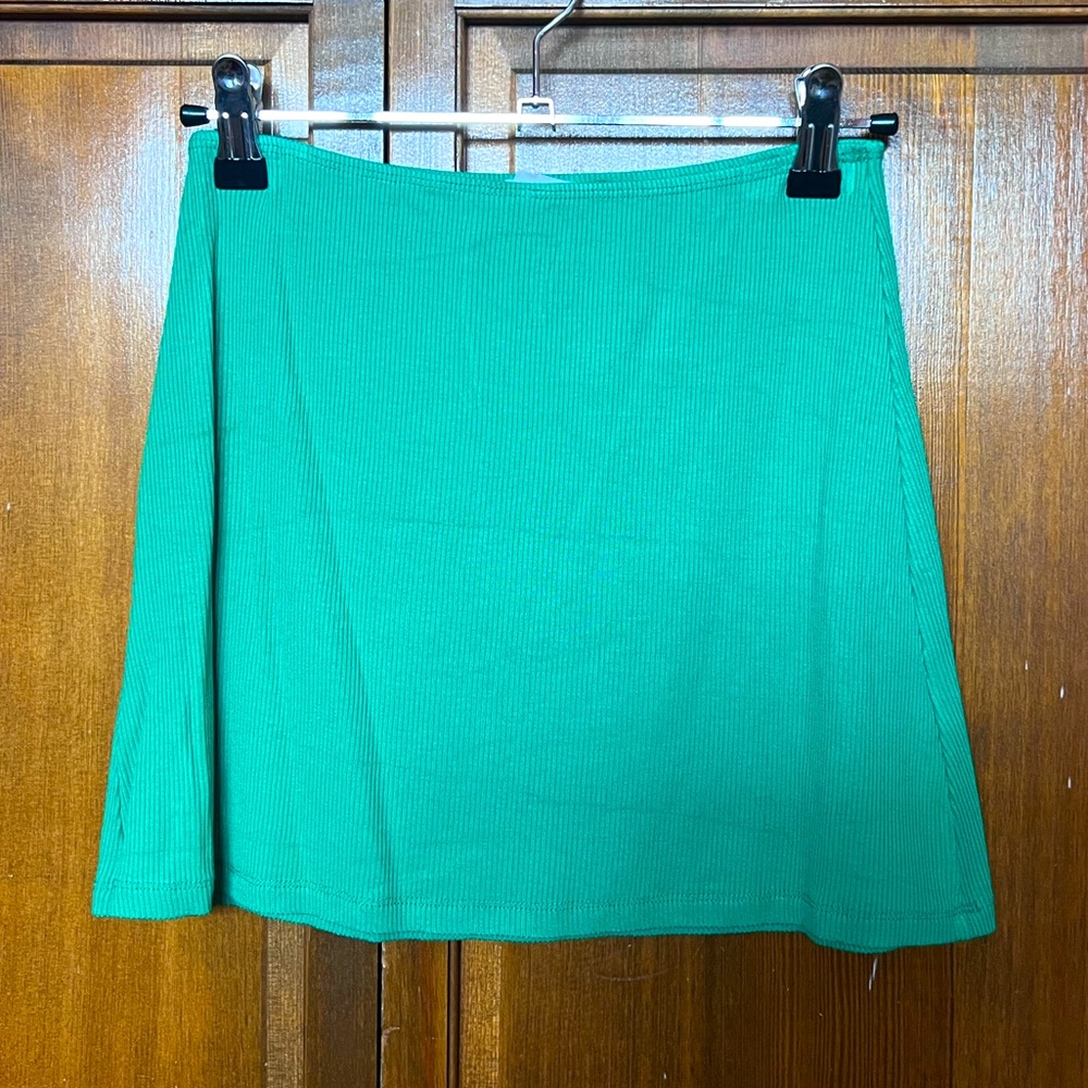 Princess Polly Ribbed Green Mini Skirt Size 2